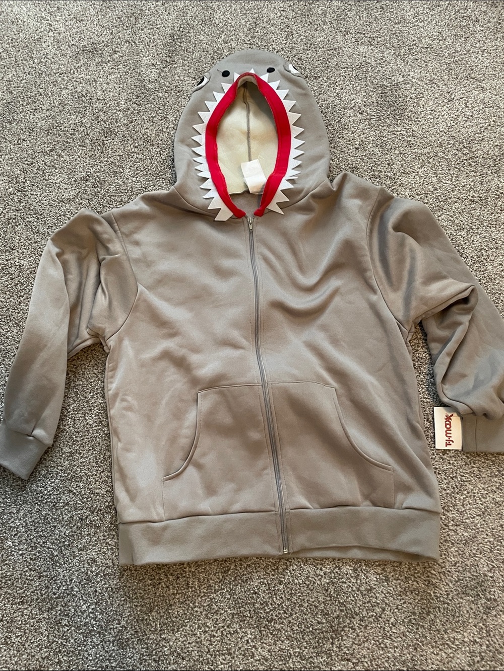Shark Hooded Zip-Up Sweatshirt - Gray